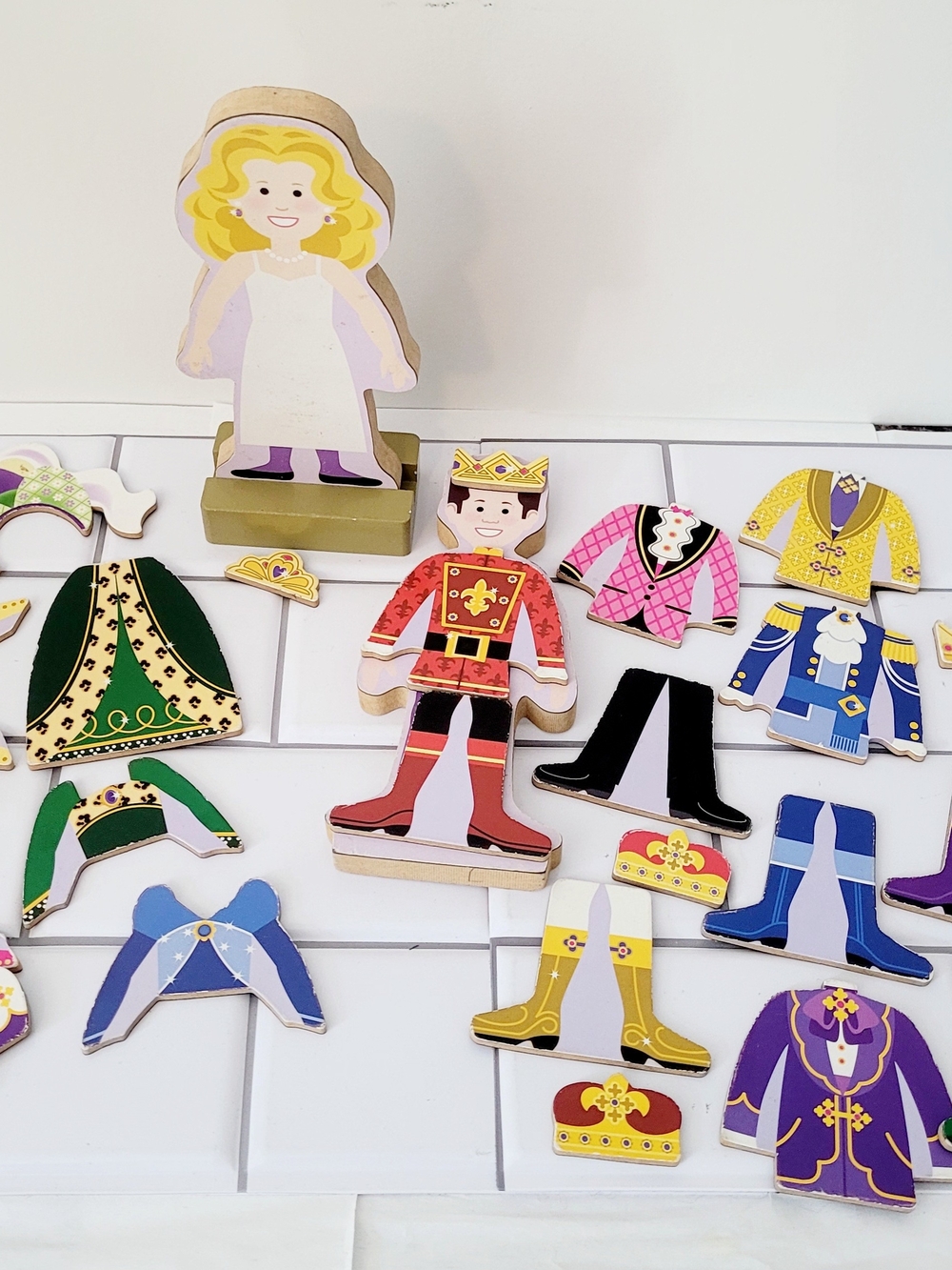 Wooden Magnetic Dress-Up Royal Figures - Multicolor
